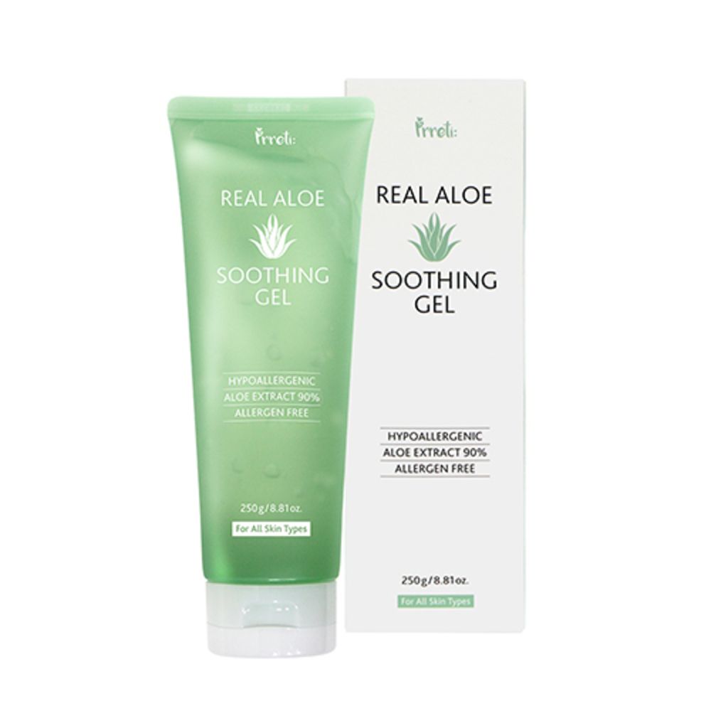PRRETI Real 90% Aloe Soothing Gel 250g High Content Vegan Moisture for Face Body and Hair Care_Made in Korea